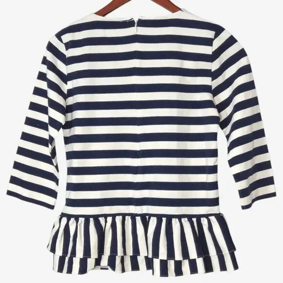 J.Crew Striped Top Black and White Ruffle Size XS Nautical Preppy - Picture 3 of 11